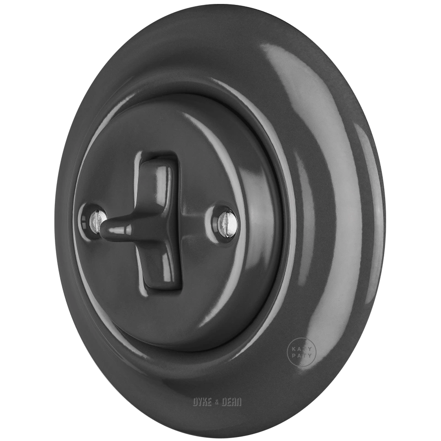 Dark Grey porcelain toggle wall light switch by Katy Paty