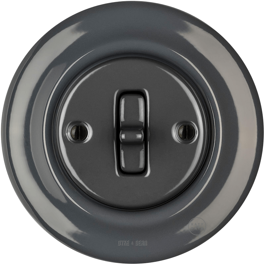 Dark Grey porcelain toggle wall light switch by Katy Paty