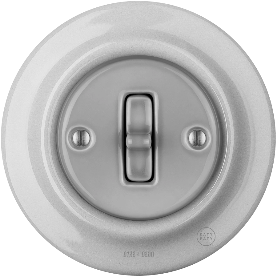 Grey porcelain toggle wall light switch by Katy Paty