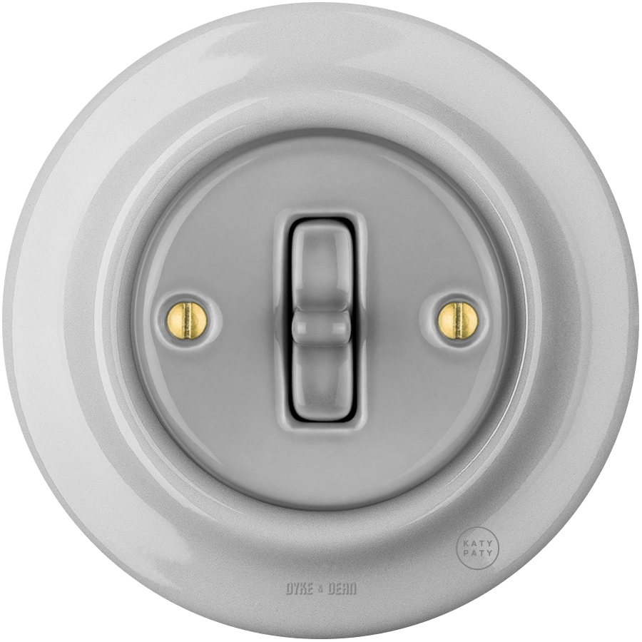 Grey porcelain toggle wall light switch by Katy Paty