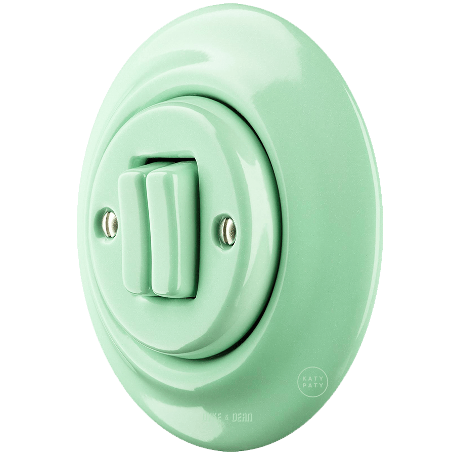 Mint porcelain double wall light switch by Katy Paty
