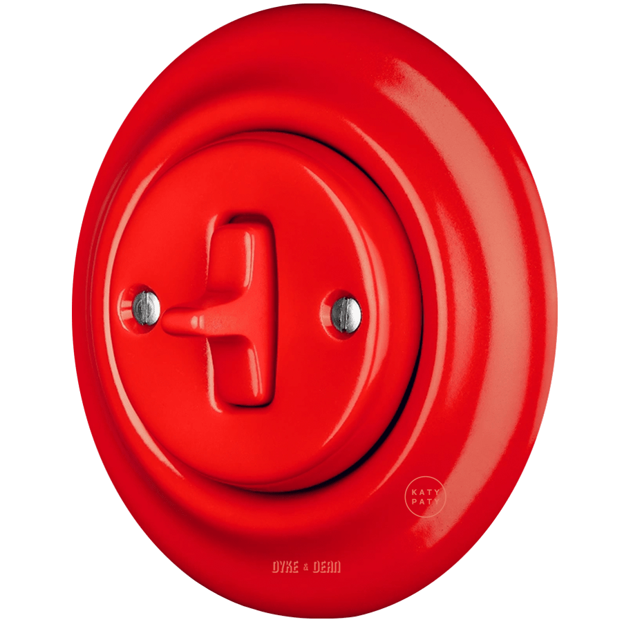 Red porcelain toggle wall light switch by Katy Paty