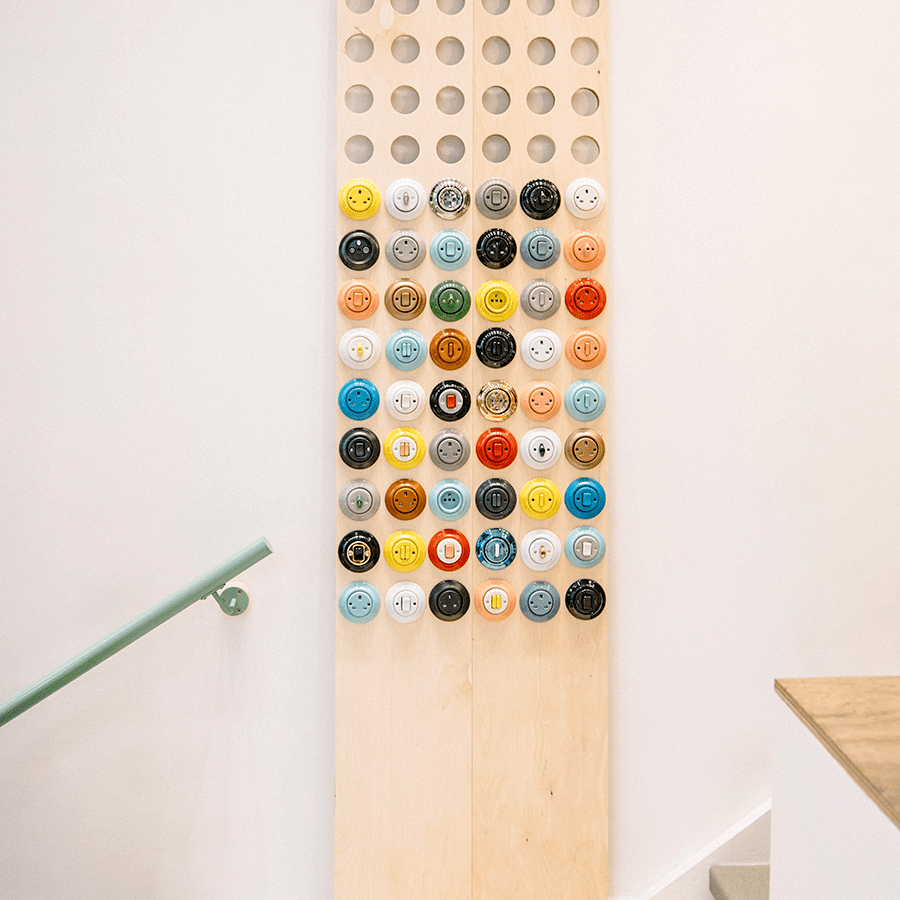 Red porcelain toggle wall light switch by Katy Paty