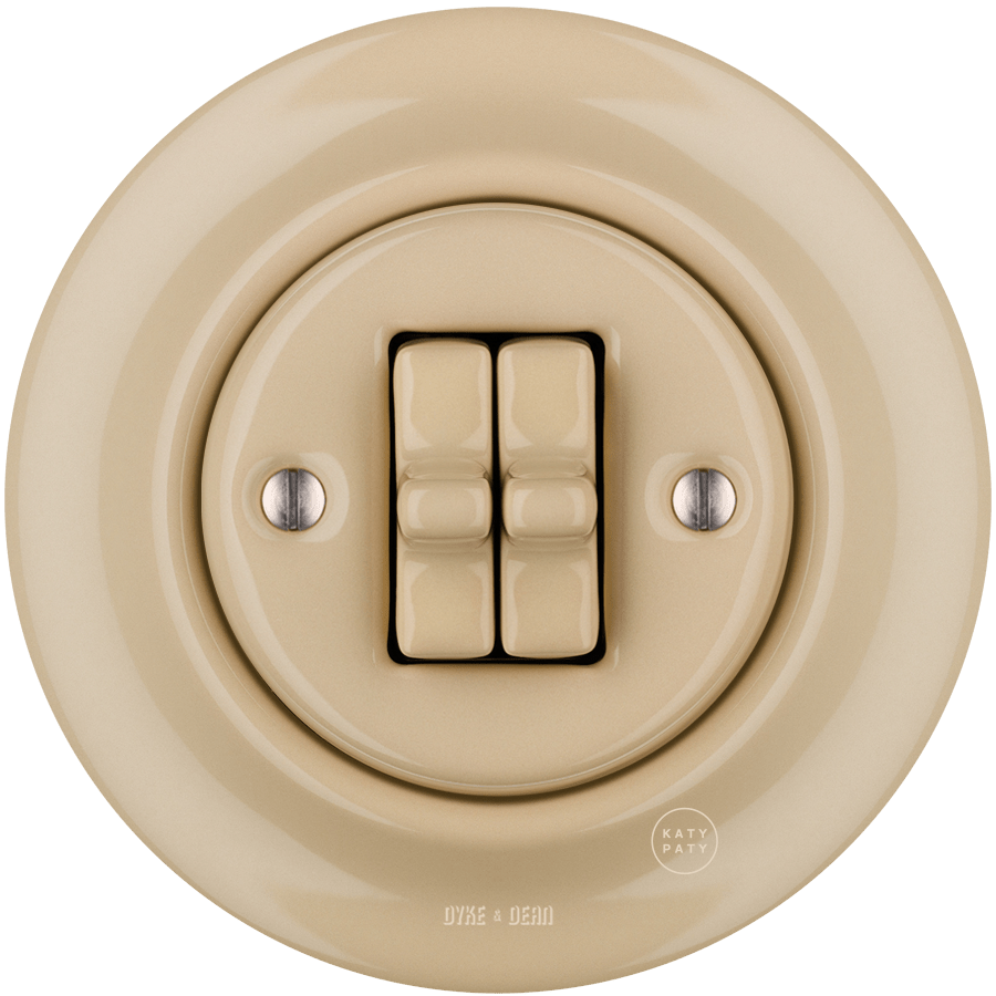 Sand porcelain two-gang toggle wall light switch by Katy Paty