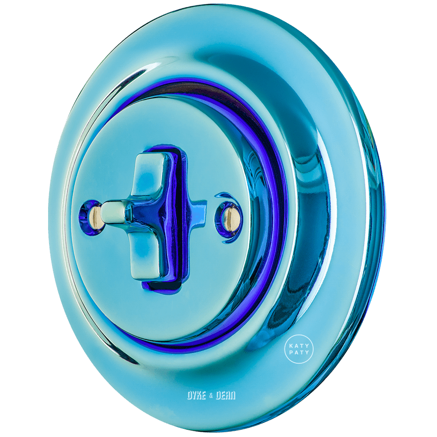 Sky Blue porcelain toggle wall light switch by Katy Paty