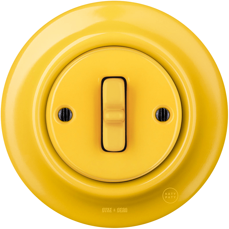 Yellow porcelain toggle wall light switch by Katy Paty