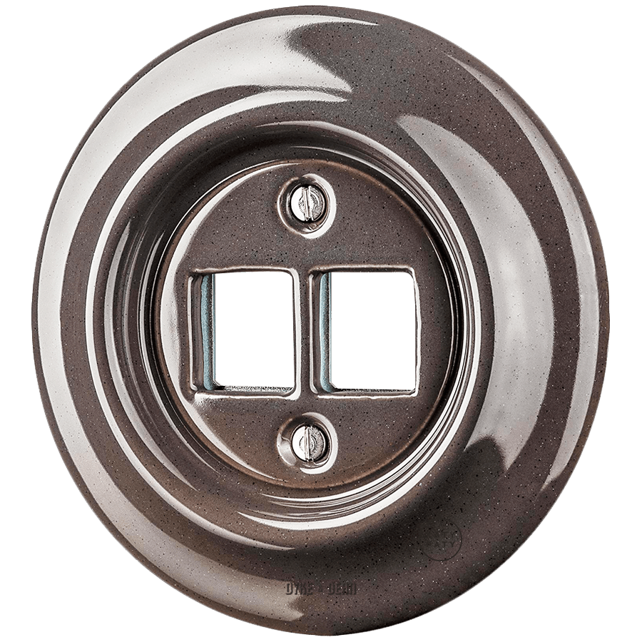 Brown porcelain PC and USB data wall socket by Katy Paty