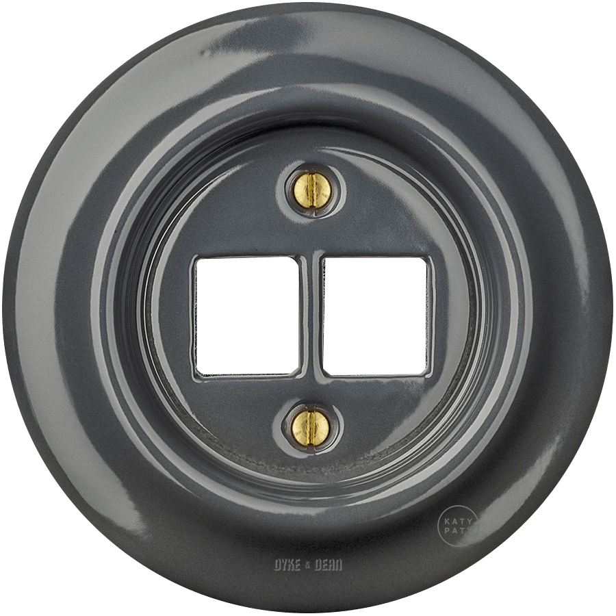 Dark Grey porcelain PC and USB data wall socket by Katy Paty
