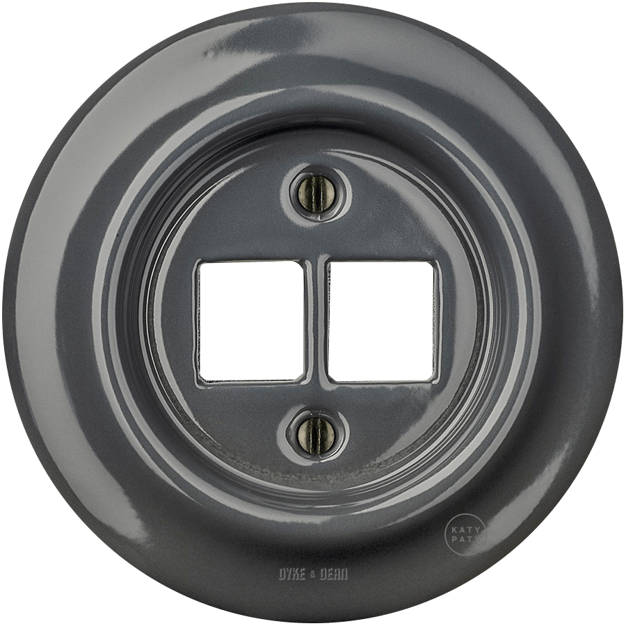 Dark Grey porcelain PC and USB data wall socket by Katy Paty