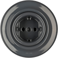Dark Grey porcelain 2-pin schuko wall socket by Katy Paty