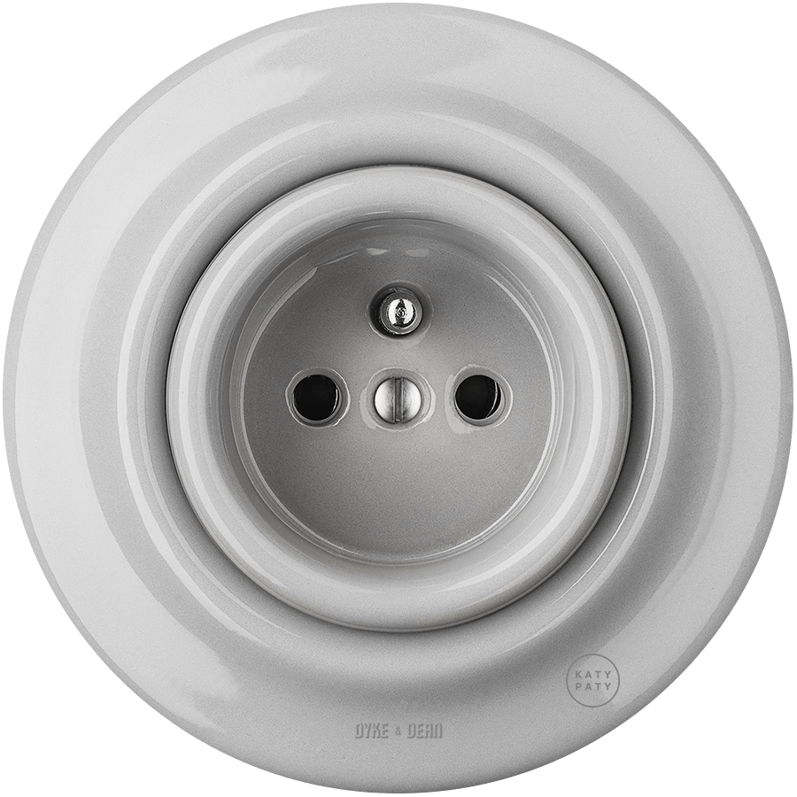 Grey porcelain 2-pin Euro wall socket by Katy Paty