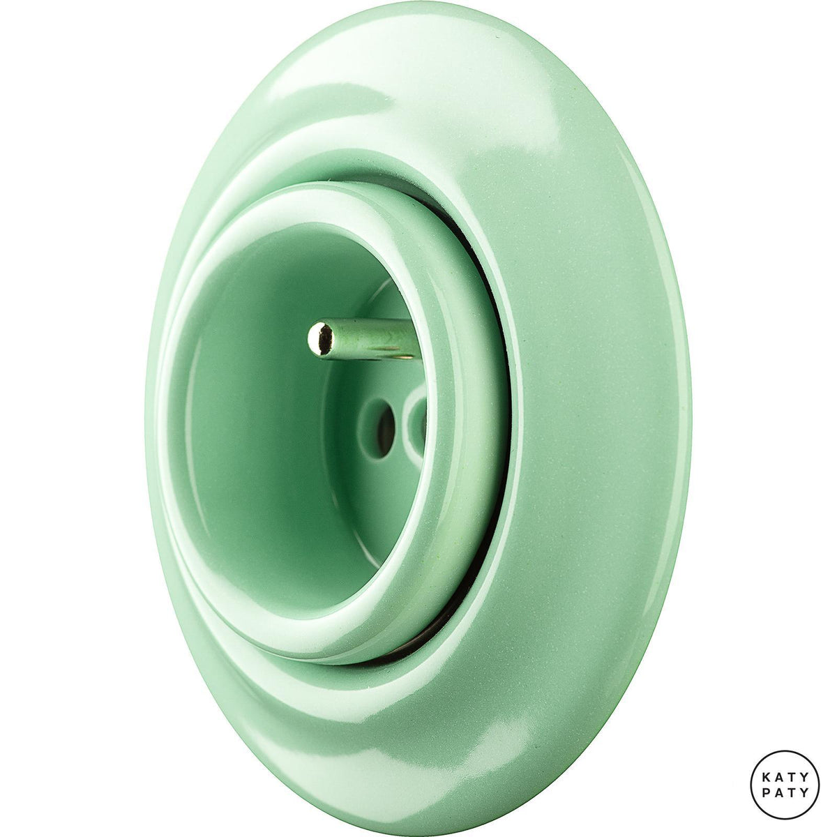 Mint porcelain 2-pin Euro wall socket by Katy Paty