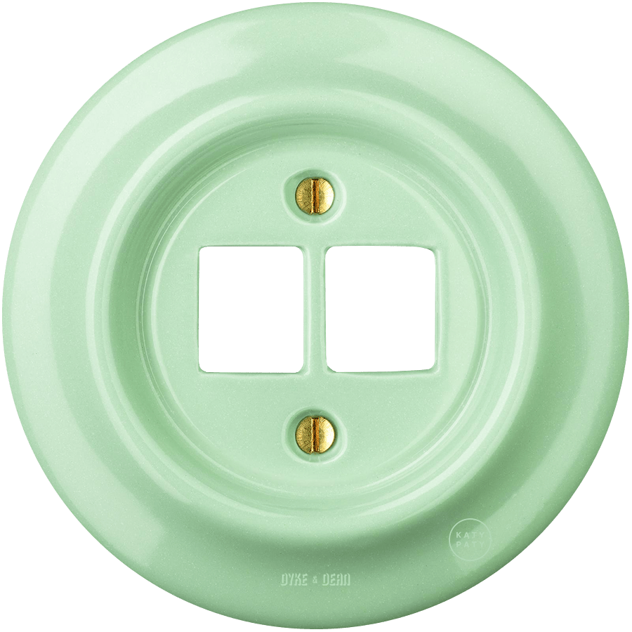Mint porcelain PC and USB data wall socket by Katy Paty