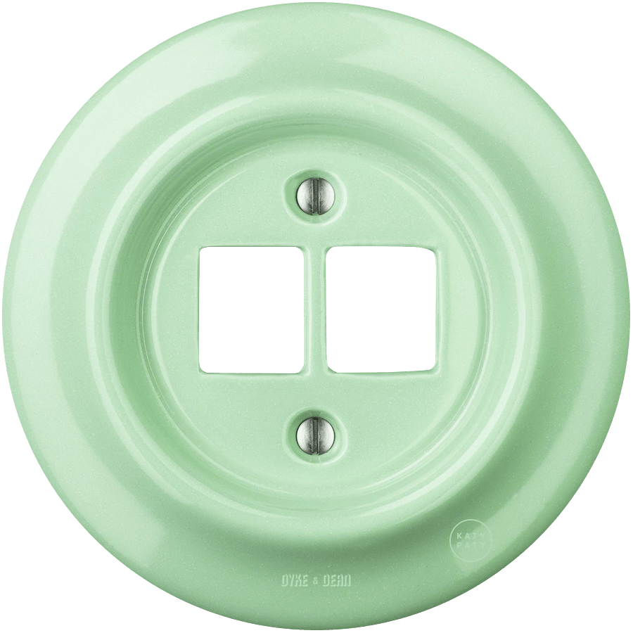 Mint porcelain PC and USB data wall socket by Katy Paty