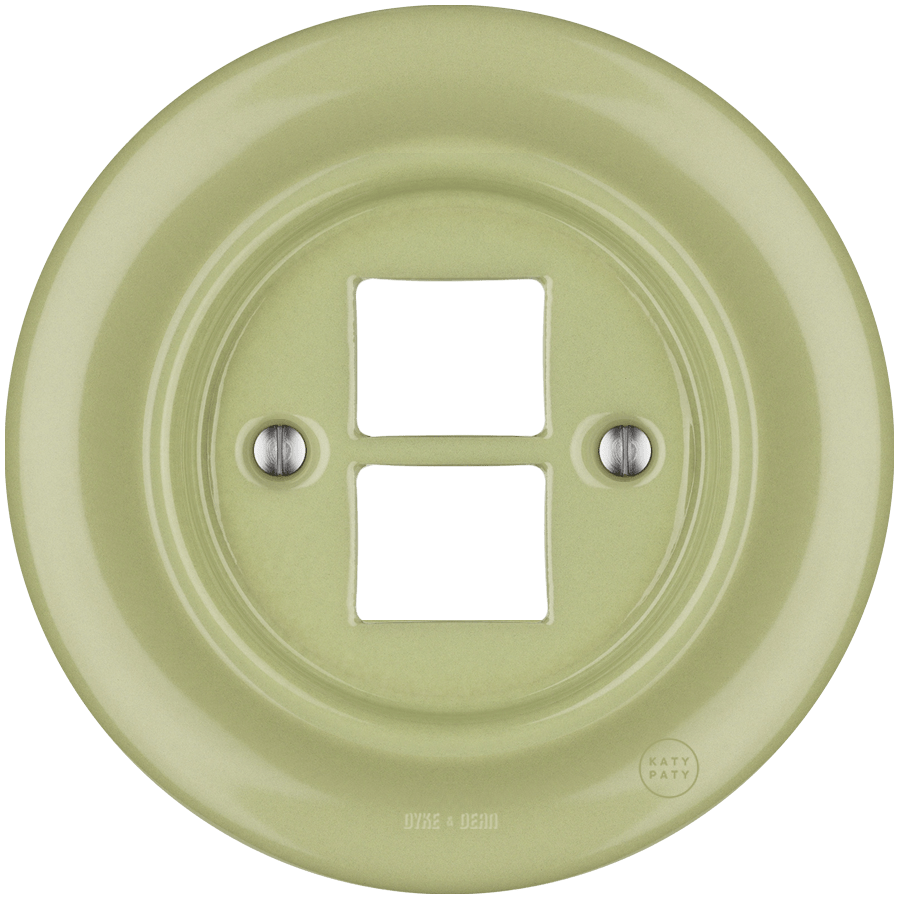 Moss Green porcelain PC and USB data wall socket by Katy Paty