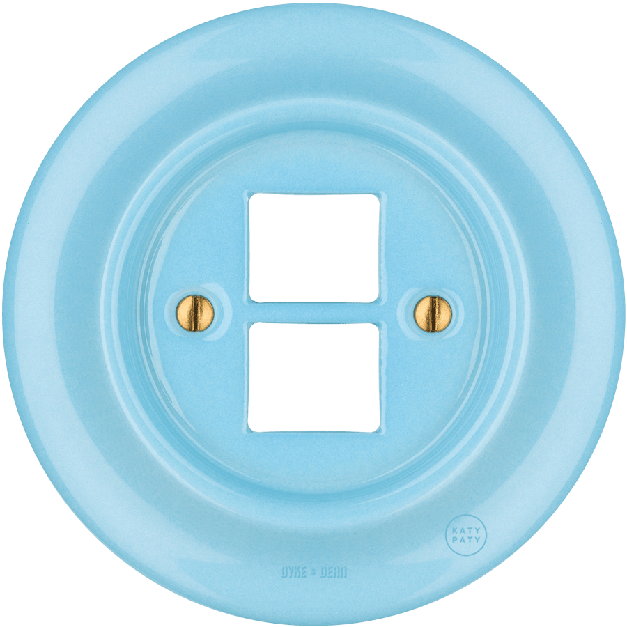 Pastel Blue porcelain PC and USB data wall socket by Katy Paty