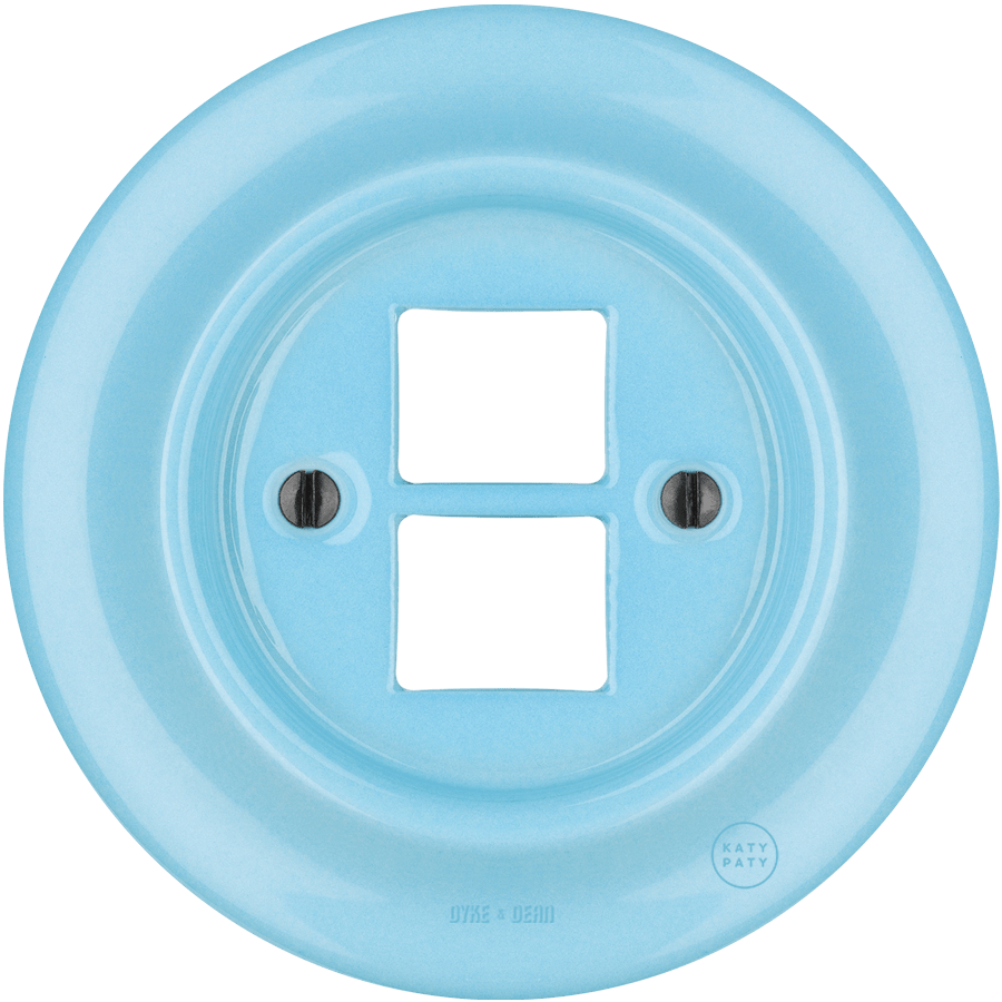 Pastel Blue porcelain PC and USB data wall socket by Katy Paty