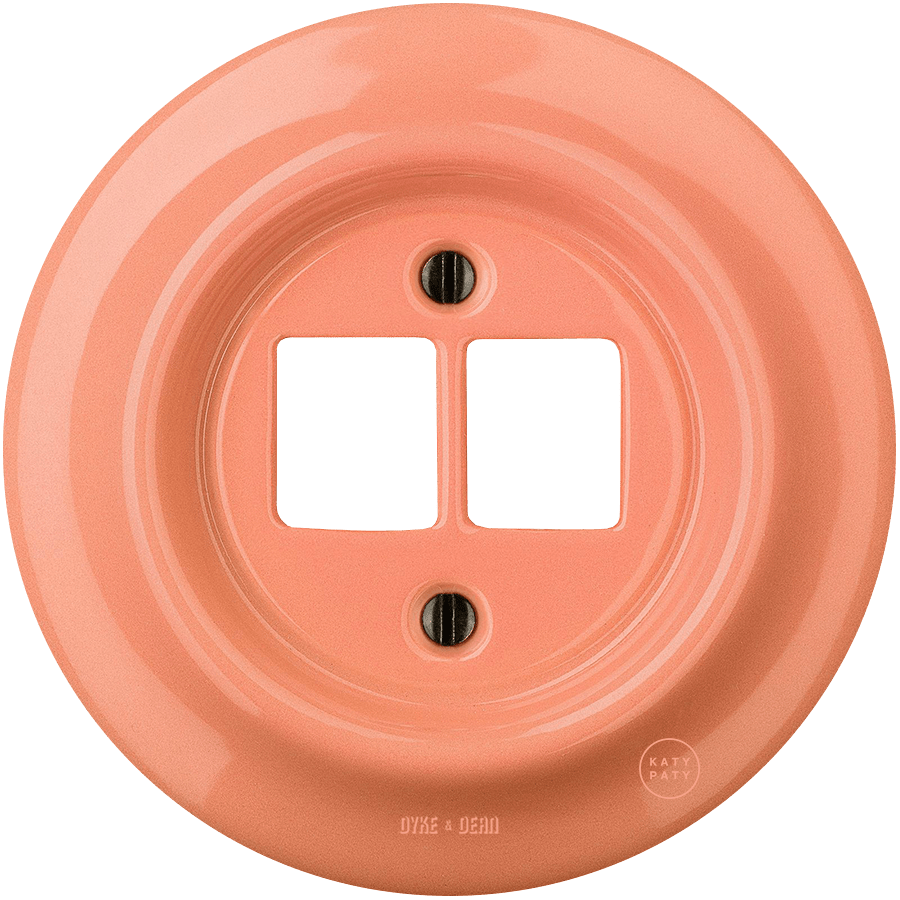 Salmon porcelain PC and USB data wall socket by Katy Paty