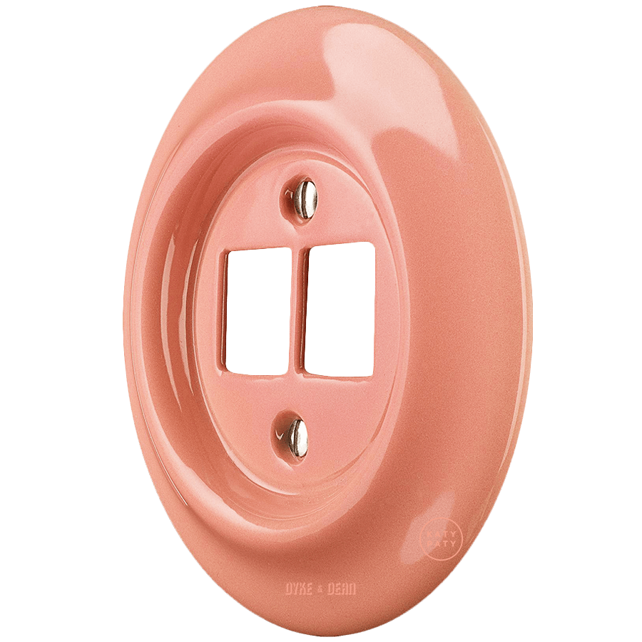 Salmon porcelain PC and USB data wall socket by Katy Paty