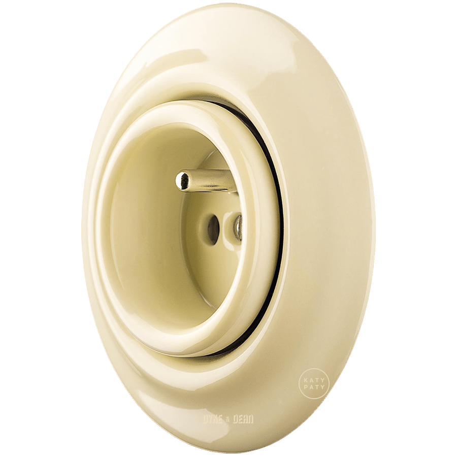 Vanilla porcelain 2-pin Euro wall socket by Katy Paty