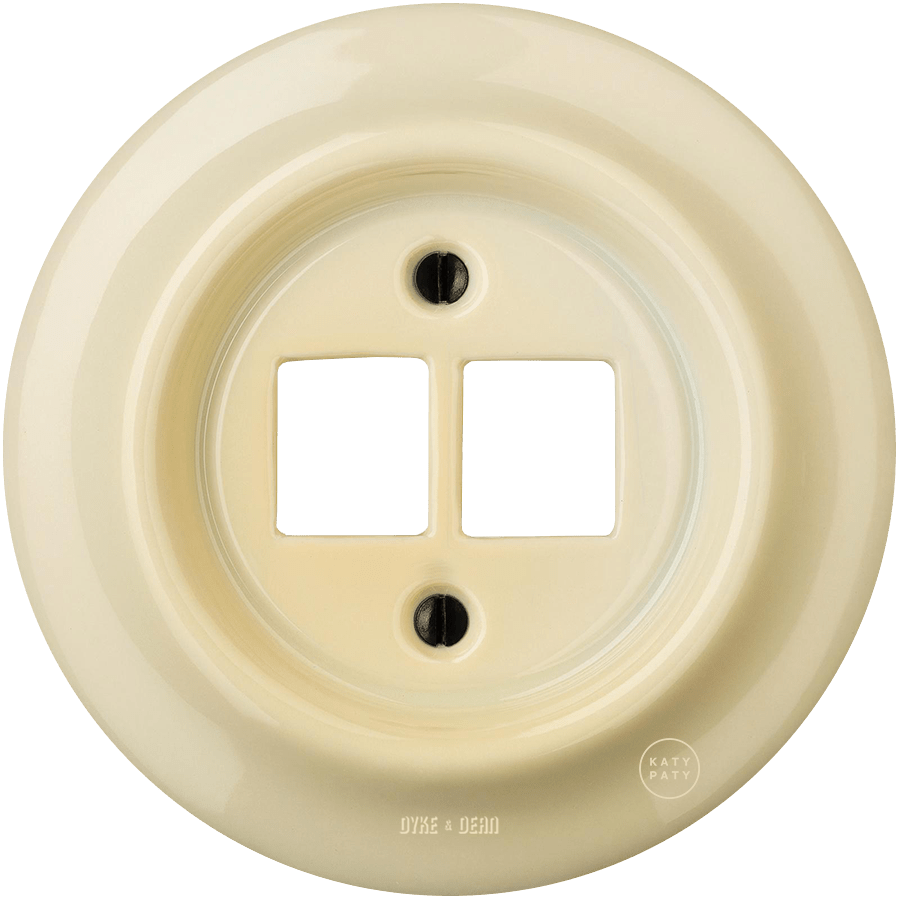 Vanilla porcelain PC and USB data wall socket by Katy Paty