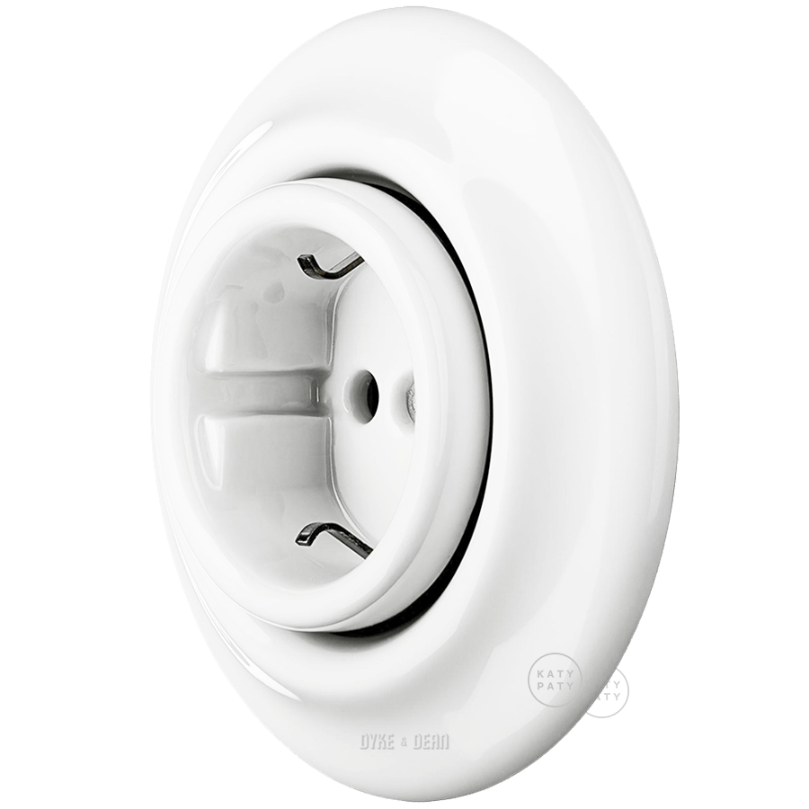 White porcelain 2-pin schuko wall socket by Katy Paty