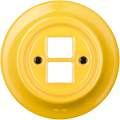 Yellow porcelain PC and USB data wall socket by Katy Paty