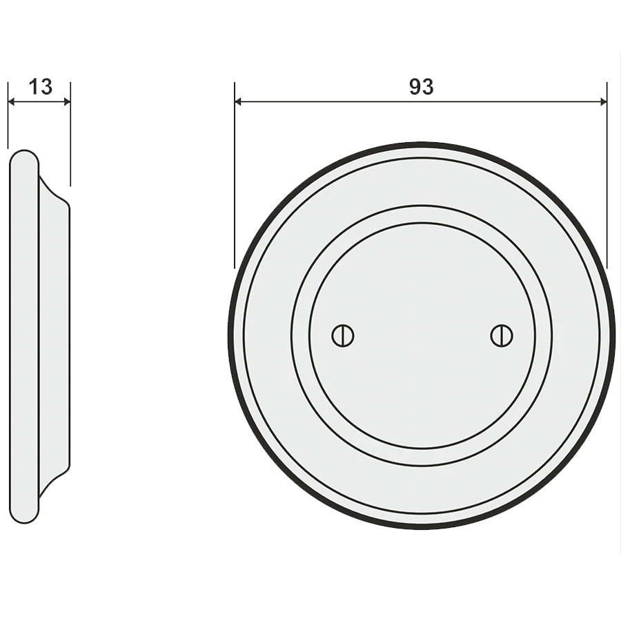 Nucleus end plug by Katy Paty with white ceramic centre and walnut surround